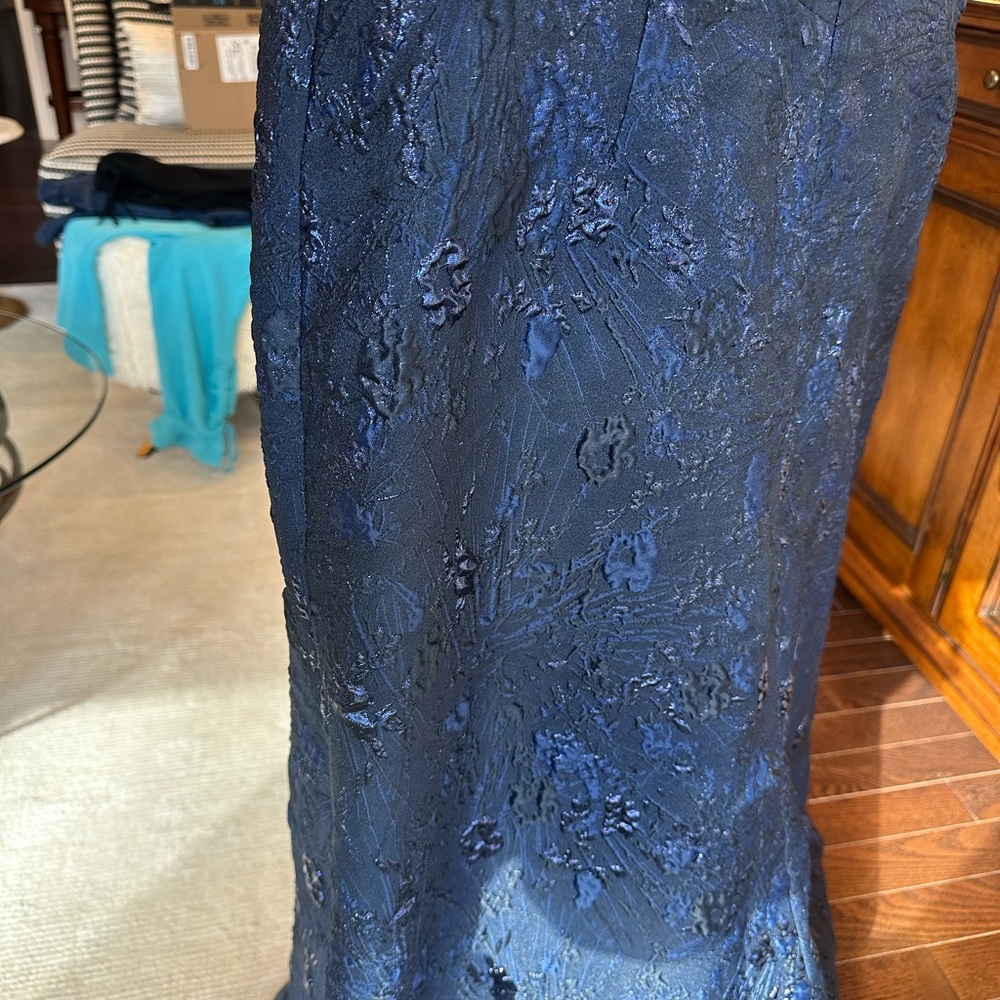 Rickie Freeman for Teri Jon off shoulder Dark Blue Dress - Picture 5 of 13